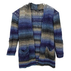 Relativity Women's Loose Knit Size L Multicolor Cardigan Pocket Sweater 17AB